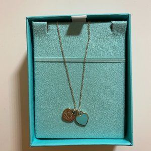 Tiffany Blue Double Heart Tag Pendant in Silver, Mini - 18" chain